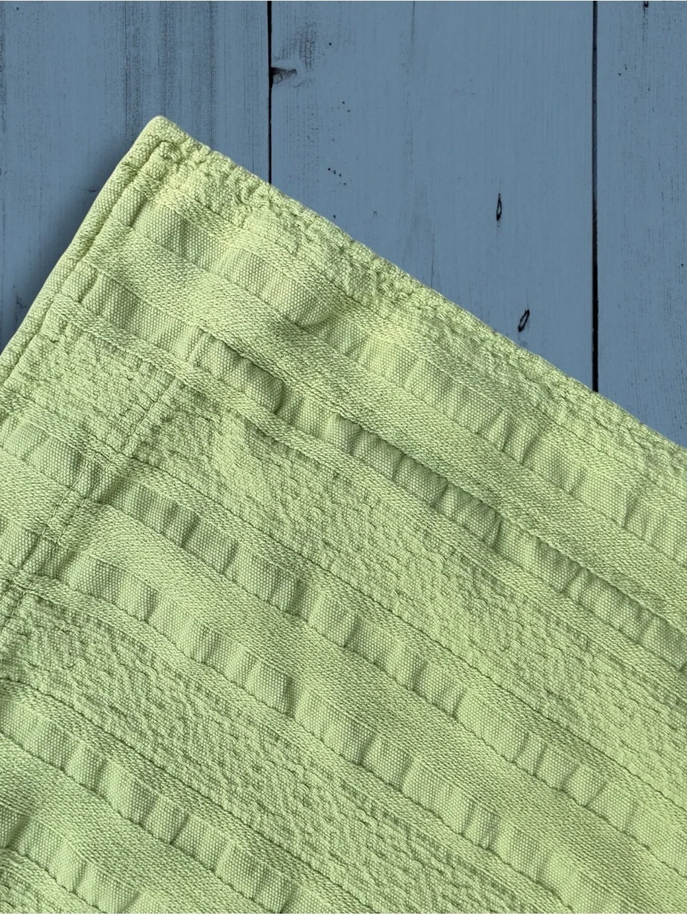 LL Bean Standard 24” X 31” Pillow Shams Textured Stripes Green 100% Cotton
